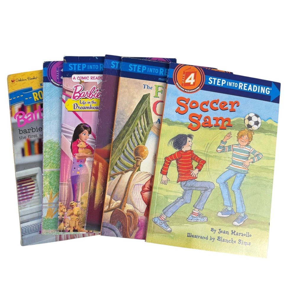 Step Into Reading Books Lot Barbie Soccer Sam Molly Sleeping Bootsie Math Reader